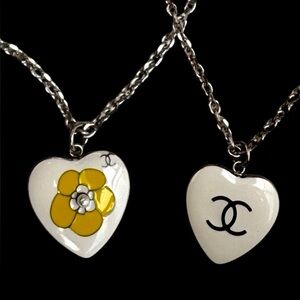 Charming Heart Necklace with Yellow Floral Accent